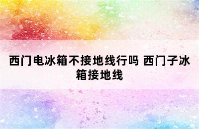 西门电冰箱不接地线行吗 西门子冰箱接地线